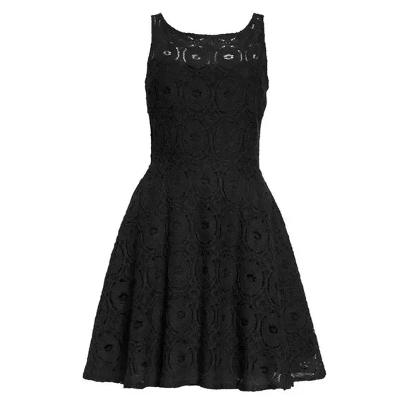 BB Dakota Renley Mini Dress Lace Fit & Flare Black Lace Cocktail Size 10 - Picture 7 of 16